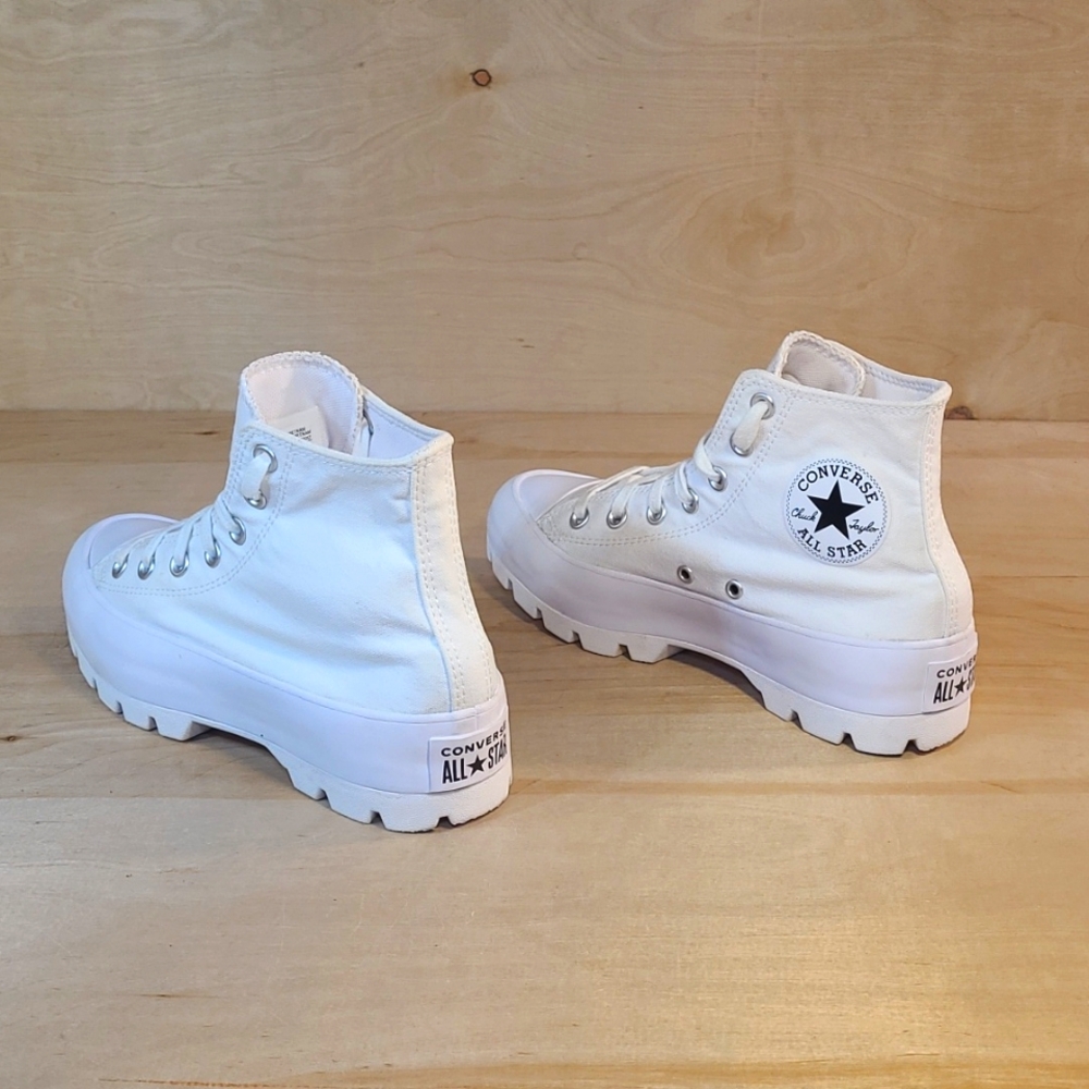 Converse Chuck Taylor All Star Lugged Hi Platform White Canvas Fashion Shoes - Picture 9 of 10